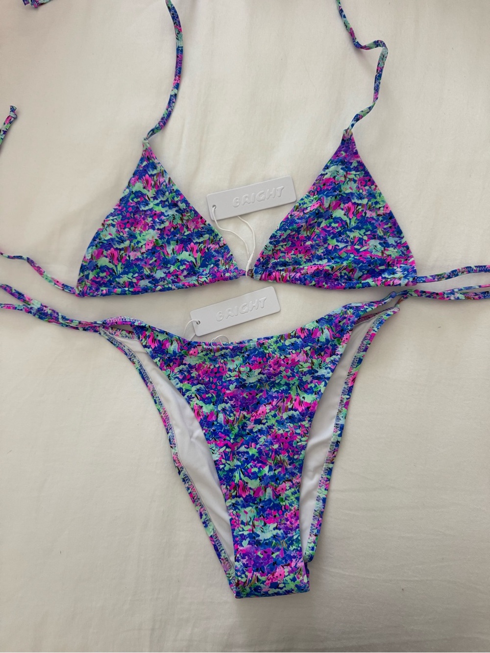 Bright Swimwear Purple Multi Floral Triangle Bikini Set